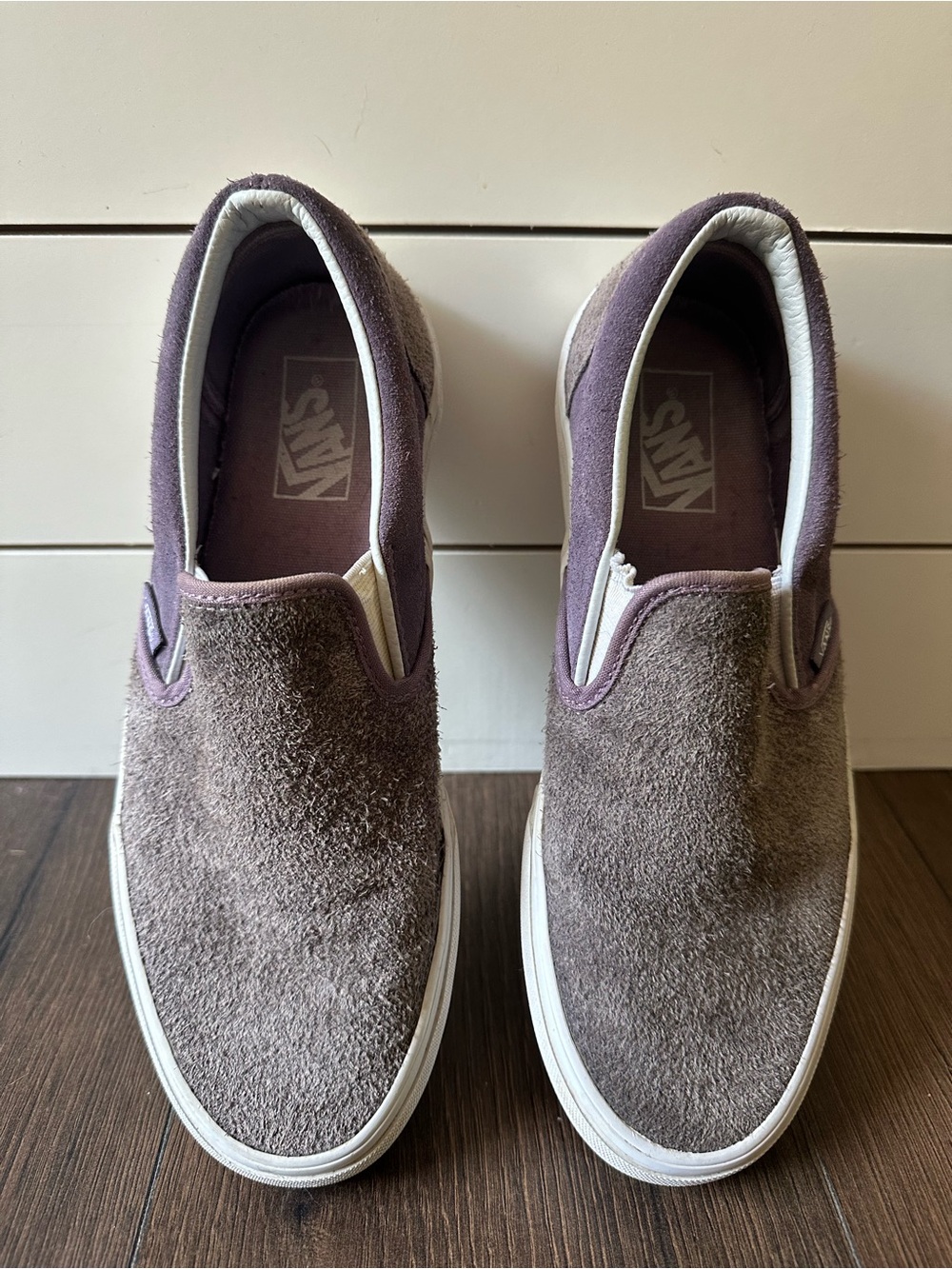 Vans Men’s Suede Slip-On Shoes — Purple Brown
